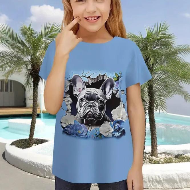 Summer New Casual and Comfortable Animal Print Girls Round Neck Short Sleeve T-shirt