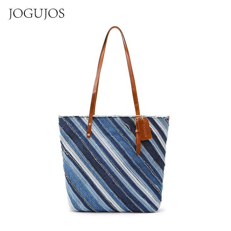 

JOGUJOS новая женская сумка джинсовая с кожаной сумочкой легкая роскошная модная сумка на плечо женская сумка-тоут сумка-мессенджер
