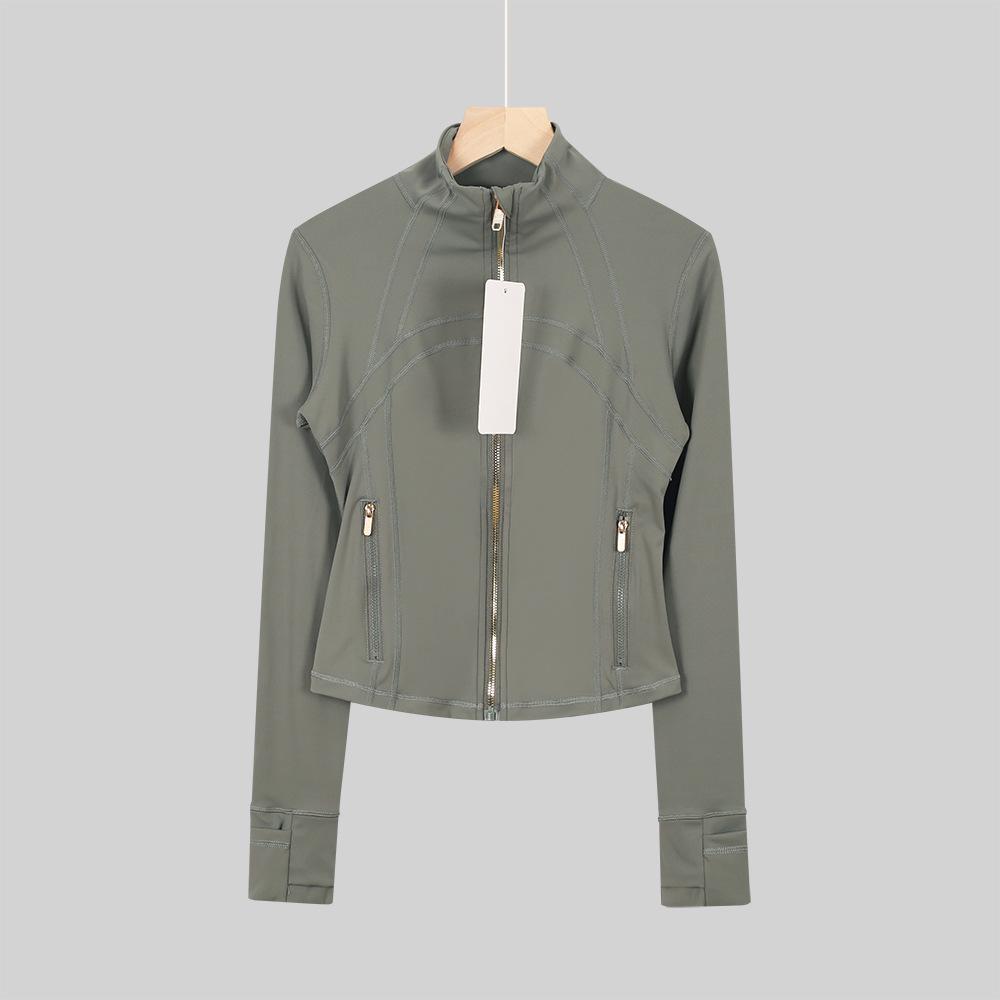 LULULACIE Women's Gold Zipper Stand-up Collar Slim Fit Sports Jacket