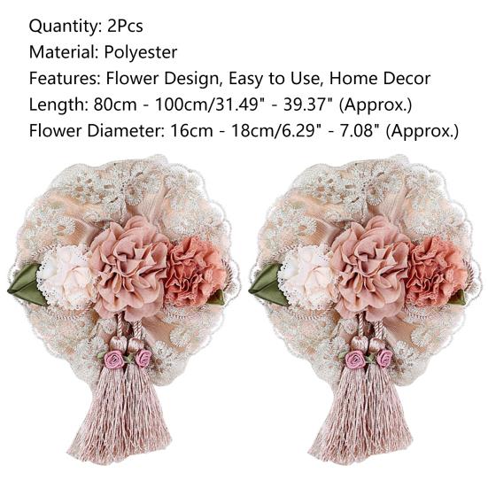2Pcs Curtain Tieback Tie Rope Elegant Flower Adjustable Decorative Fashion Drapes Curtain Straps for Living Room