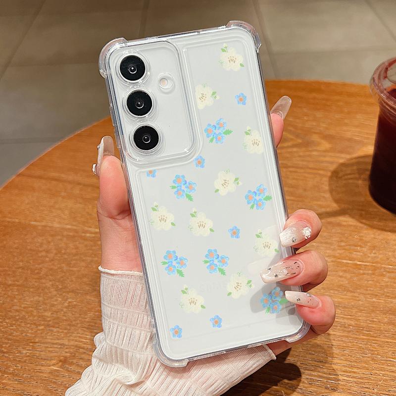 Clear Case For Samsung Galaxy S25 Edge S24 S25 S23 Ultra S22 Plus S24 FE A56 A16 A55 A54 A15 A36 Colorful Flower TPU Phone Cover