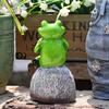 1pc resin patio lawn decoration desktop balcony home furnishings cartoon animal frog statue garden