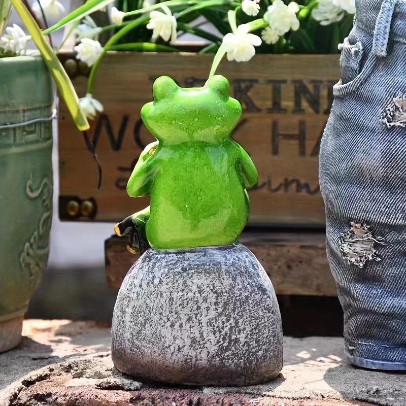 1pc resin patio lawn decoration desktop balcony home furnishings cartoon animal frog statue garden