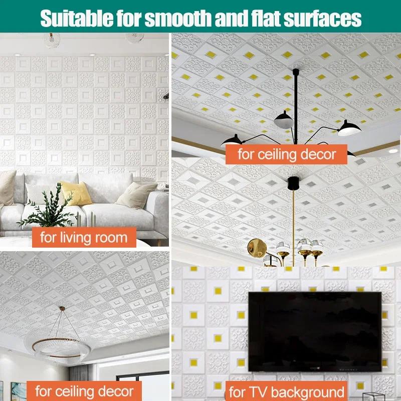 20Pcs Wall Sticker 3D Wallpaper Self-Adhesive Peel and Stick Foam Wall Panel for Bedroom Living Room Kids Room Home Decoration