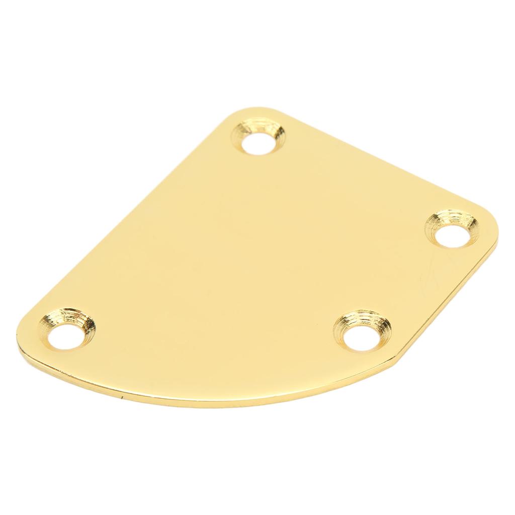 Gold Electric Guitar Neck Plate 4 Hole Curved Simple Installation Anti Scratch Neck Plate