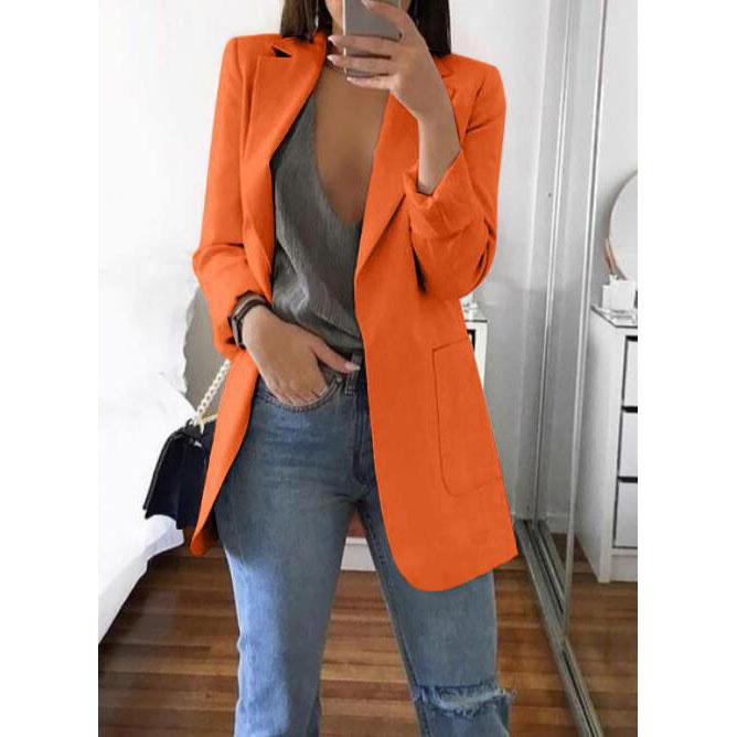 Fashion Casual Suit Polo Neck Slim Fit Cardigan Temperament Women's  Coat Spring and Autumn