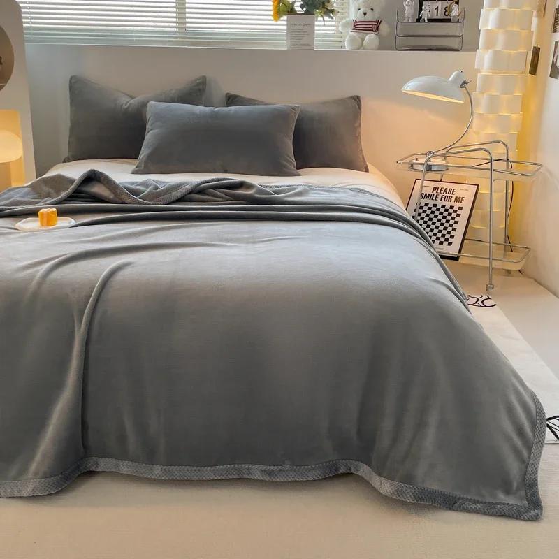 2025 Milk Fleece Blanket Three-piece Fleece Blanket Winter Warm Thickened Air Conditioning Multifunctional Fleece Blanket