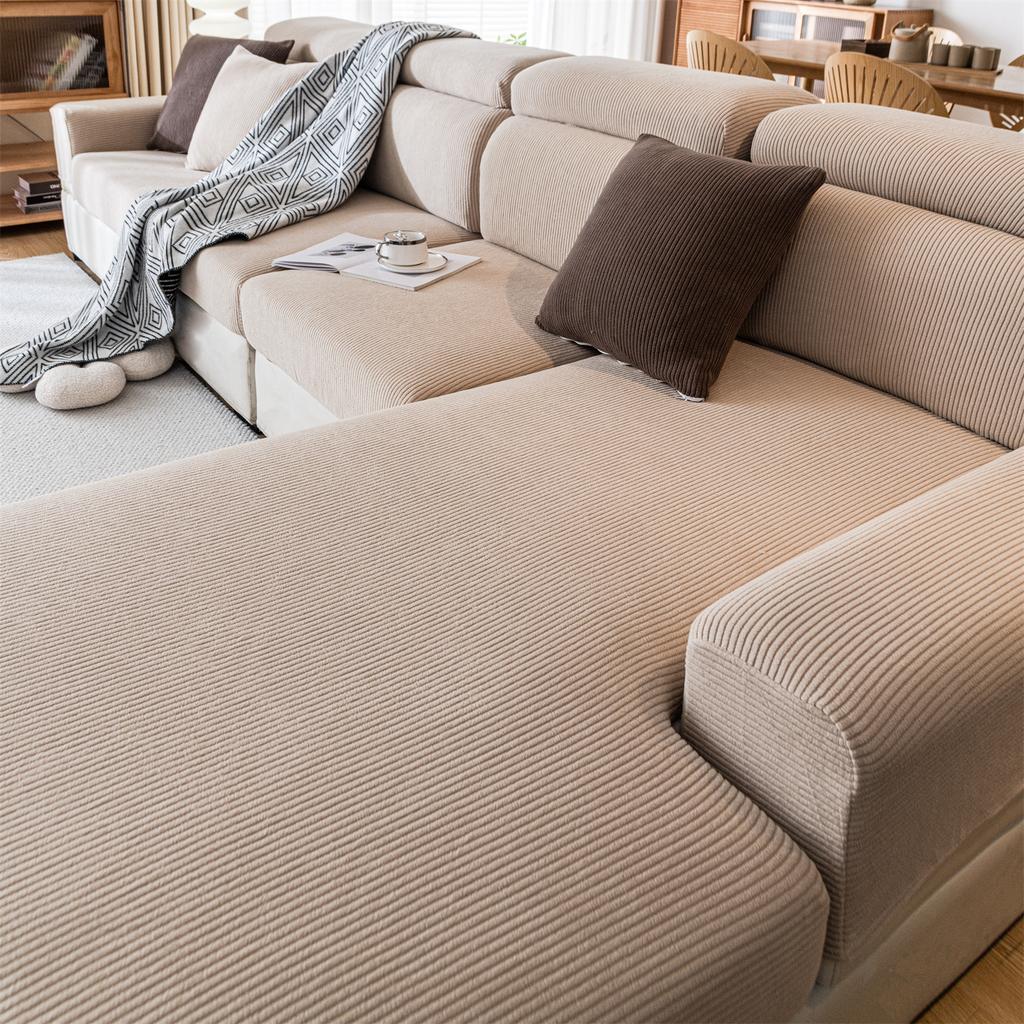 Thicken Stripe Jacquard Stretch Removable Sofa Seat Cushion Cover Washable for Living Room Kids Pets Furniture Protector