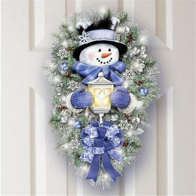 Calcomanías navideñas cálidas de bienvenida para invierno, corona de muñeco de nieve, decoración de ventanas y puertas para el hogar, Año Nuevo, Navidad