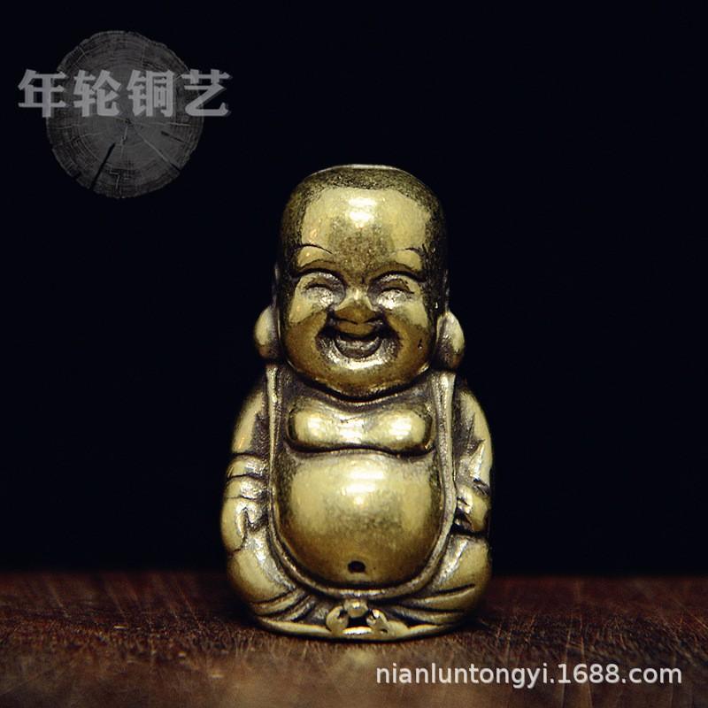 Brass Maitreya Buddha Figurine Small Desktop Decorative Statue Handcrafted Lost Wax Casting Ethnic Style Home Ornament Maitreya Buddha