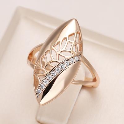 Anel de Casamento Étnico Moderno para Noiva Cor Ouro Rosa de Luxo Zircônia Natural Anéis Boho Para Mulheres Joias Finas Diárias