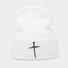 Trendy brand literary and retro cross trendy embroidery pile cold hat men's and women's niche personalized knitted hat