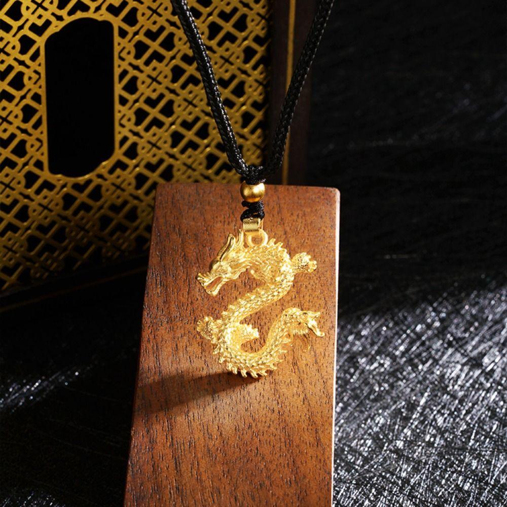 

Chinese Style Chinese Dragon Chain Choker Aesthetic Gold Dragon Clavicle Chain Unisex A