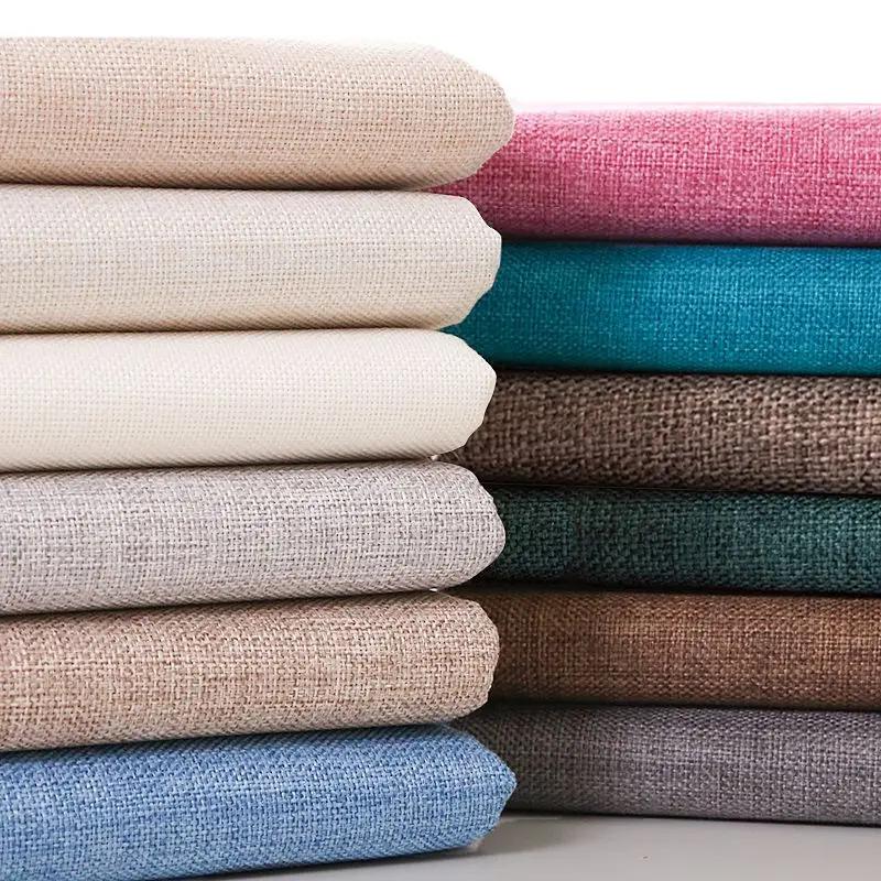 Thickened Cotton Linen Fabric Plain Weave Bamboo By The Meter for Sofa Bags Tablecloths Curtains DIY Sewing Cloth Wearable Black