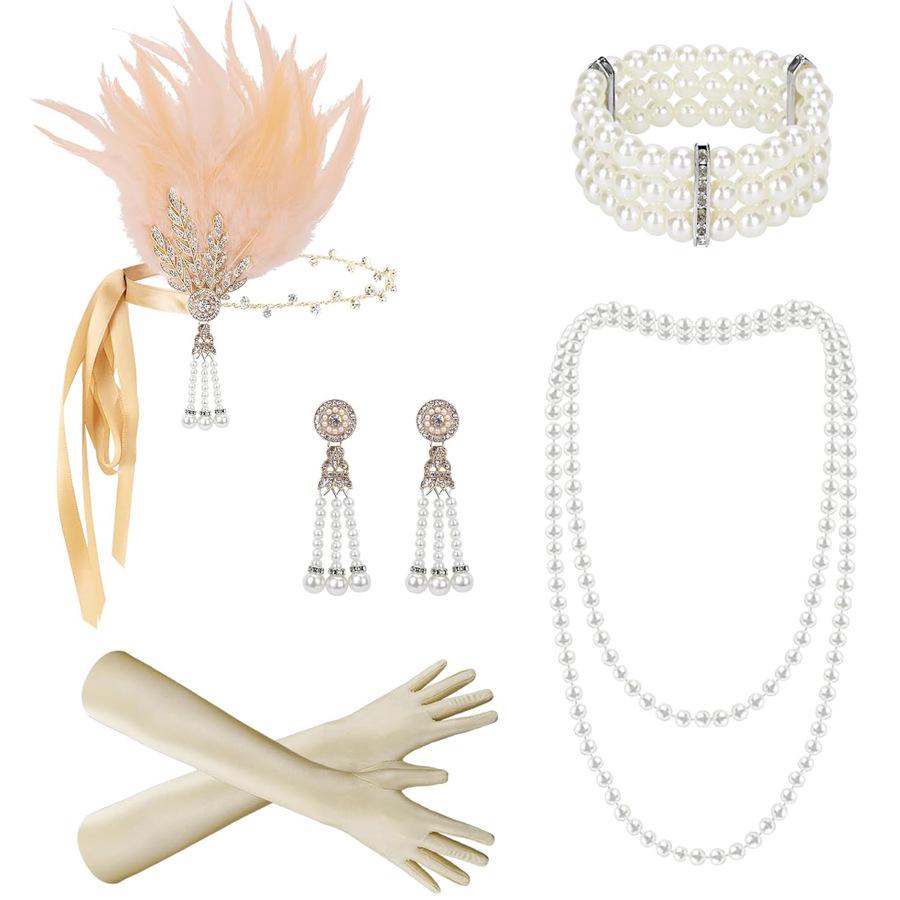 

Набор ретро-повязок на голову с перьями в стиле 1920-х годов для вечеринок в стиле Гэтсби, флаппер, маскарадных и девичников