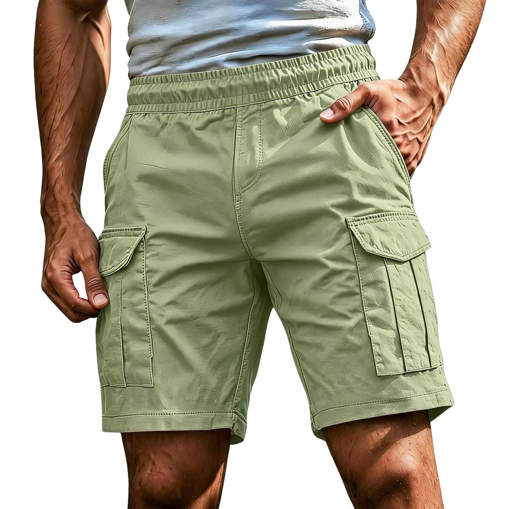Pantaloncini Cargo Casual Leggeri da Uomo Vita Elastica Design Multi Tasche Tessuto Resistente Cavallo da Cinque Pollici Pantaloncini Estivi