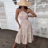 Summer Cross Elegant Holiday Style Skinny Floral Neck Dress