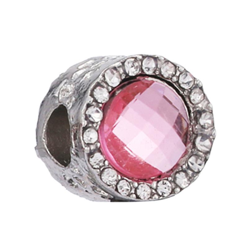 New Silver Plated Pink Diamond Butterfly Alloy Large Hole Charm Beads For DIY Bracelet Necklace Jewelry Accessories Gift