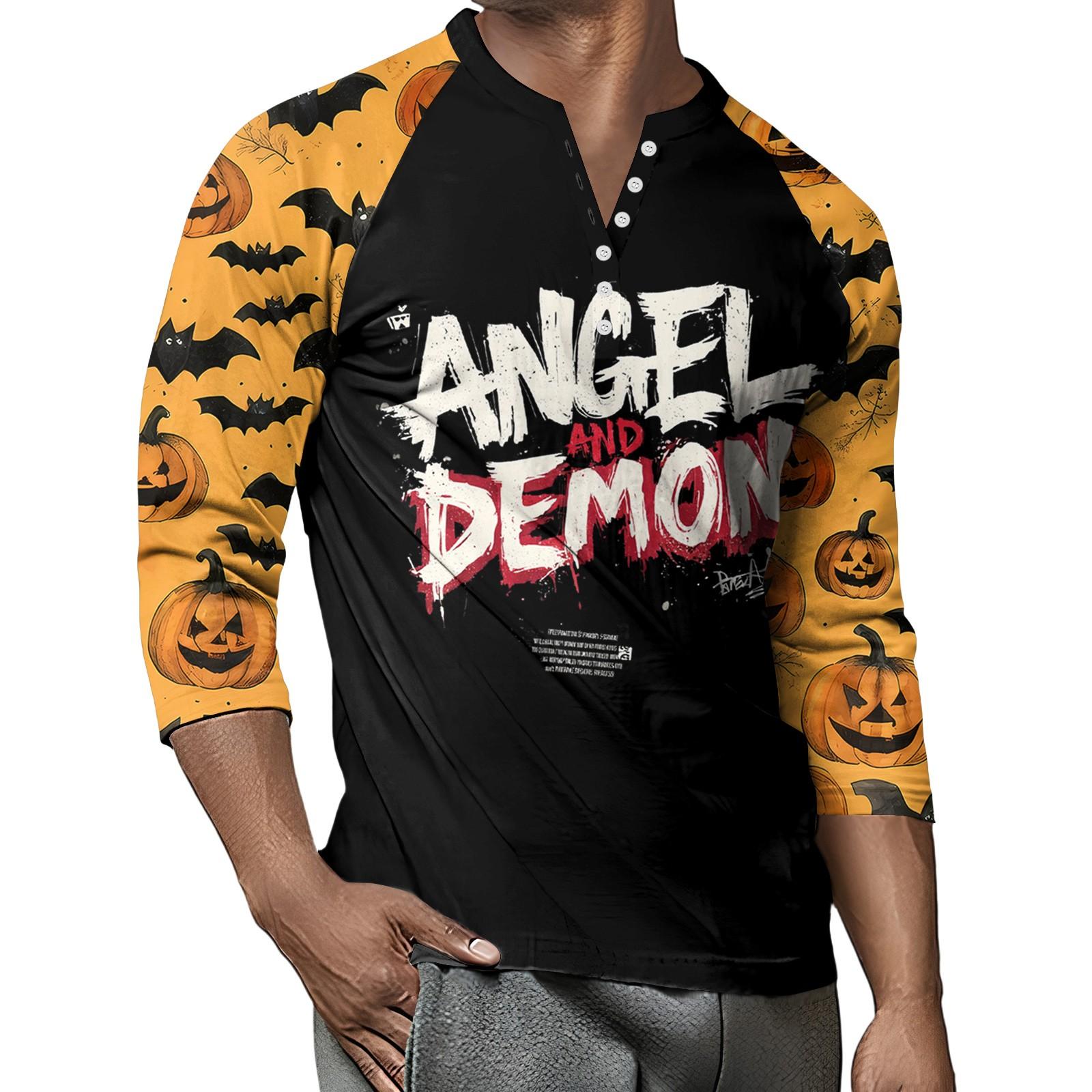 

Мужской контрастный топ реглан на пуговицах с рукавом 3/4 XL