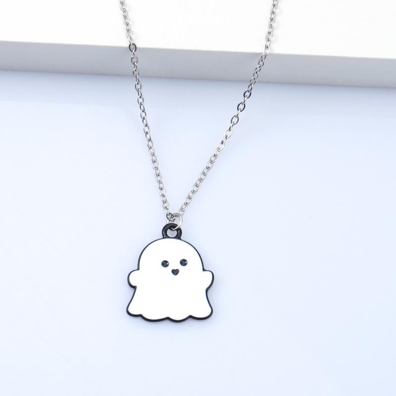 Хэллоуин Фестиваль Ужасов Маленький Призрак Демон Мультяшный Персонаж Призрак Ожерелье Сплав Halloween Necklace【Blac