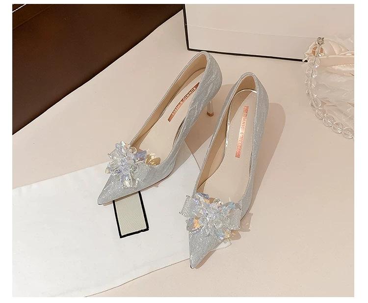 

Свадебное шоу туфли-стилеты для невесты со стразами 2025 новые хрустальные туфли-бабочки для банкета женские 34