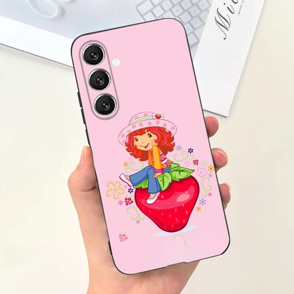 

Девочка Розовый Клубничный S-Короткий Торт Чехол Для Телефона Для Samsung S25,S24,S21,S22,S23,S30,Ultra,S20,Plus,Fe,Lite,Note,10,9,5G Черный Чехол Samsung S25Plus