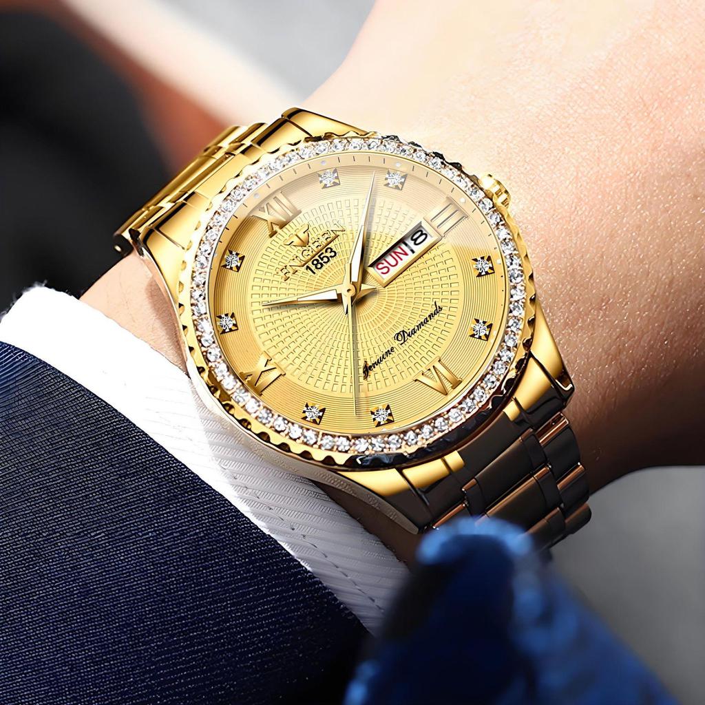 Influencer Brand Men's Tycoon Gold Luminous Waterproof Steel Watch