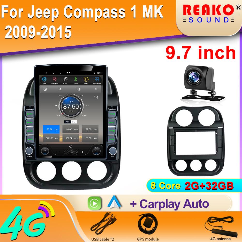 9.7" Vertical Style Tesla Screen Android 12.0 Car Radio For Jeep Compass 1 MK 2009-2015 GPS Navigation Carplay Multimedia Player