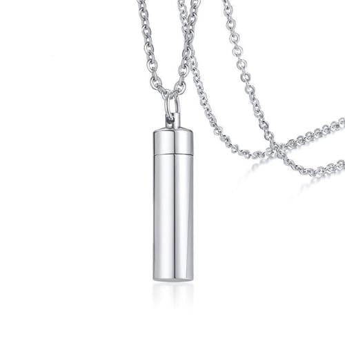 Rockyu Stainless Steel Memorial Necklace with Ashes, Matte Mirror Finish, Removable, Perfect for Keeping Ashes, Popular Commemorative Necklace, Column