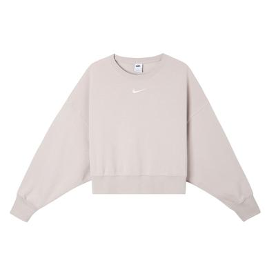 Sportswear Phoenix Fleece Solid Color Crewneck Casual Long Sleeve Sweatshirt Women Sweatshirt Gray Purple FZ6810-019