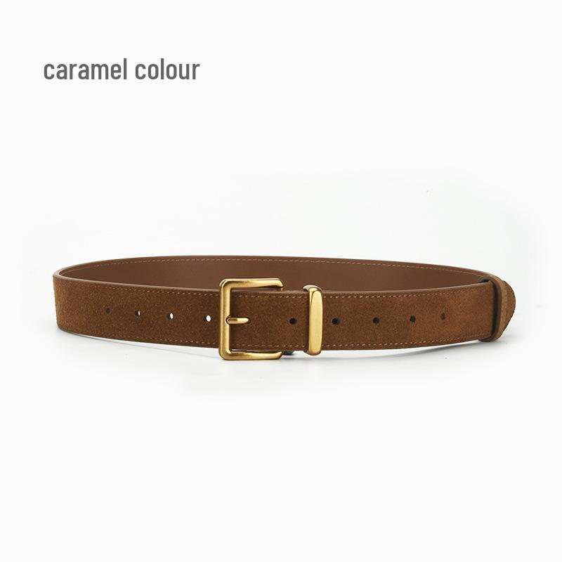 Women's Fashion Simple Versatile Suede Leather Waist Belt with Jeans Decoration