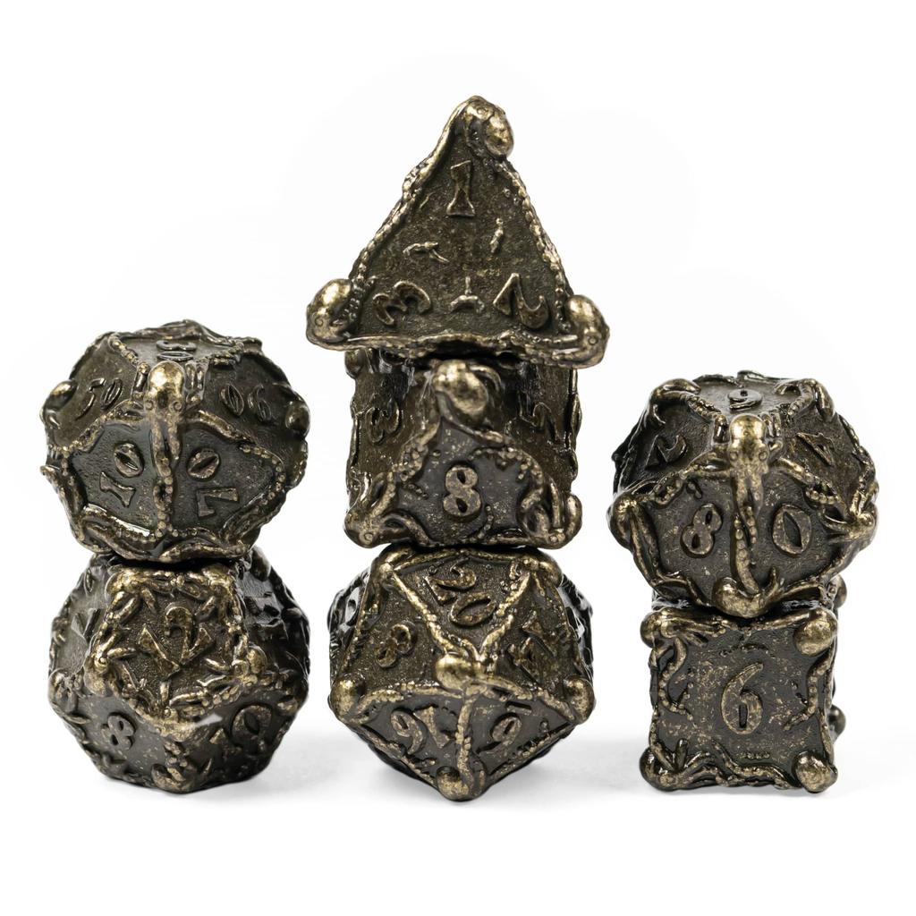 Cusdie DND Oktopus Metallwürfel Set Dungeons and Dragons D4-D20 Solide Polyederwürfel für Brettspiele Rollenspiel Spiel Pathfinder