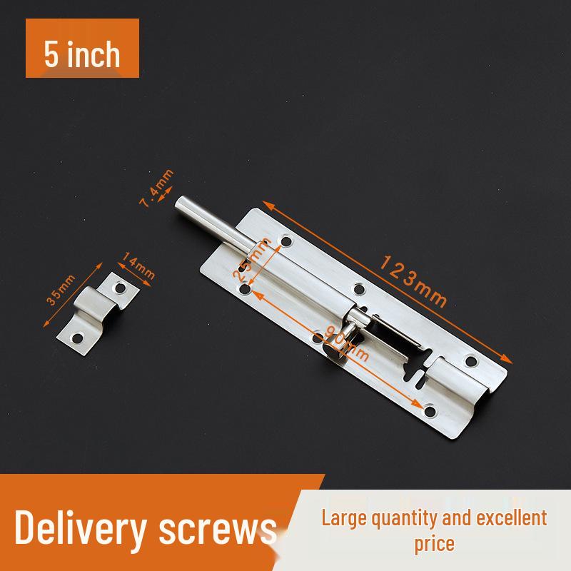 Stainless Steel Surface-Mounted Door Bolt - Anti-theft, Available in 3, 4, 5, 6, 8 inches - For Doors & Windows