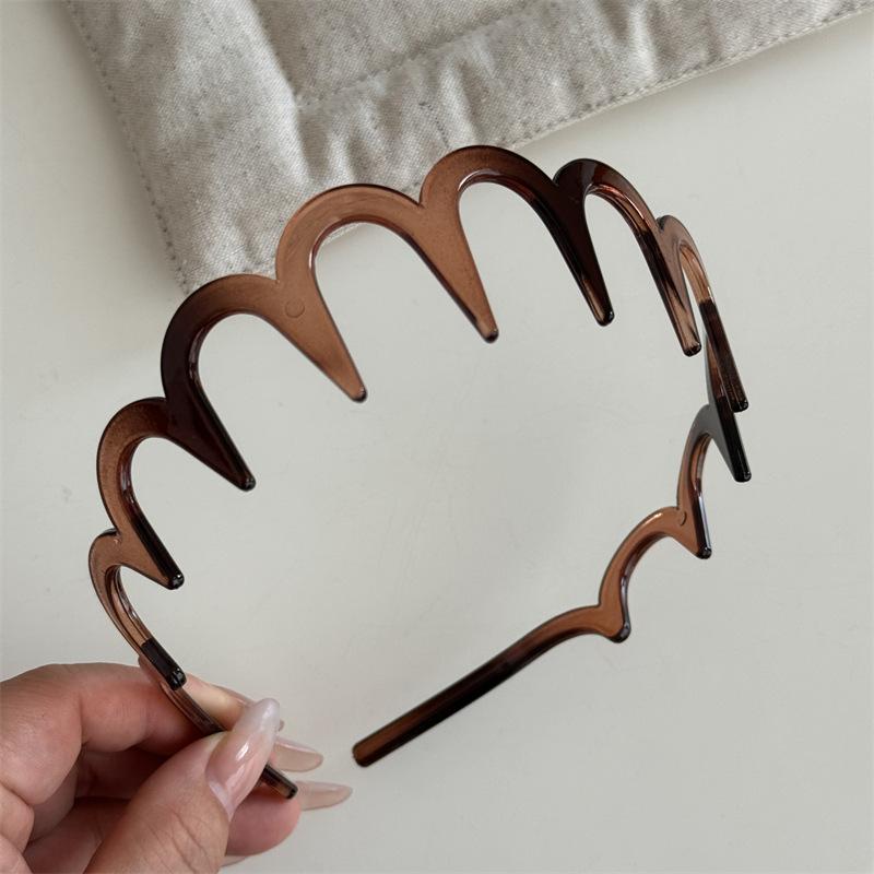 

Женская расческа для волос, повязка на голову, пластиковая U-образная, обручи для волос с фиксированными зубцами, нескользящая, пушистая, верхняя часть, резинки для волос, головные уборы, аксессуары для волос Transparent Coffee Color