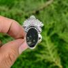 925 Silver Oval Solar Moss Agate Gemstone Art Deco Wedding Anniversary Wife Ring