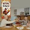 Happy Thanksgiving Door Cover 72.8" X 35.4", Fall Harvest Turkey Pumpkin Door Banner with String Lights Design, Autumn Leaves Outdoor Porch