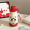 Large Capacity 316 Stainless Steel Insulated Cartoon Puppy Water Tumbler with Straw and Portable Pull Rope