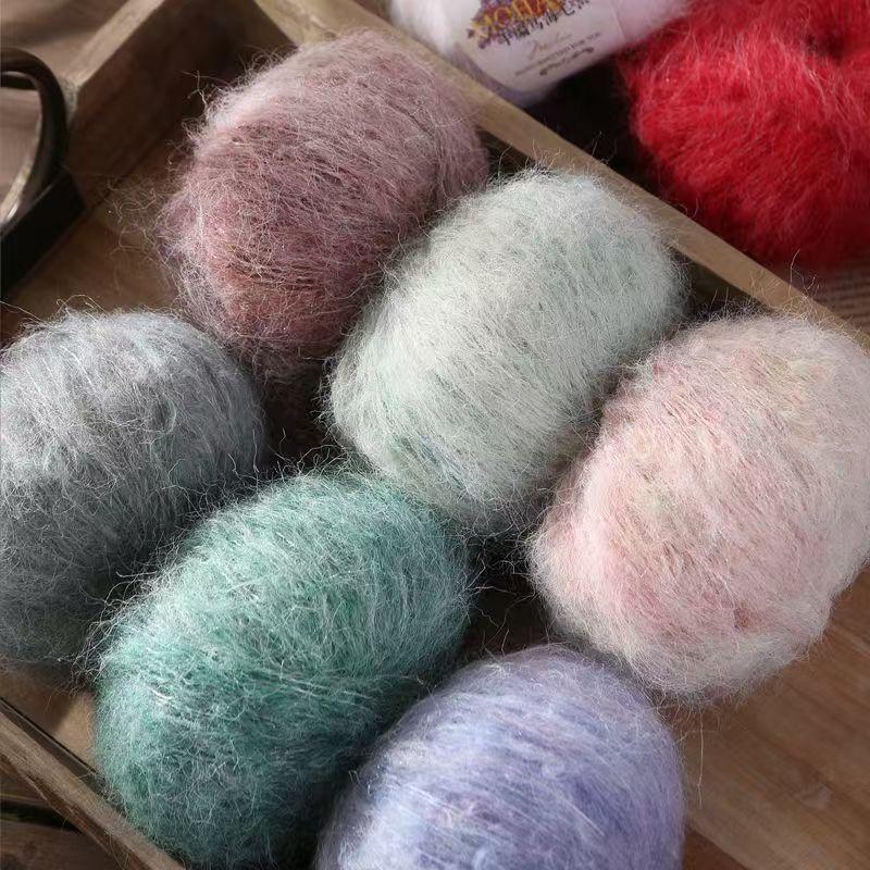 

25g Gradual Change Alpaca Mohair Yarn Long Hair Wool Ball Sweater Scarf Jacket Hat Hand-woven DIY Knitting Material Keep Warm