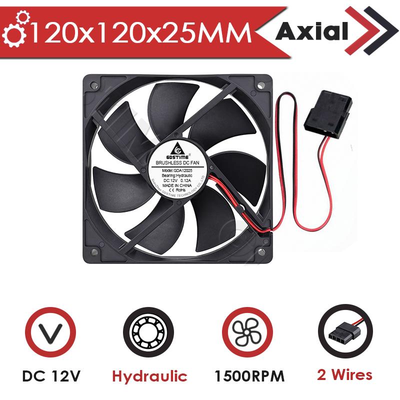 Gdstime PC Fan 120MM Cooling Fan 12025 24V 12V DC Brushless Axial Fan USB Computer Case Fan Dual Ball 48V 5V CPU Cooler PWM FG