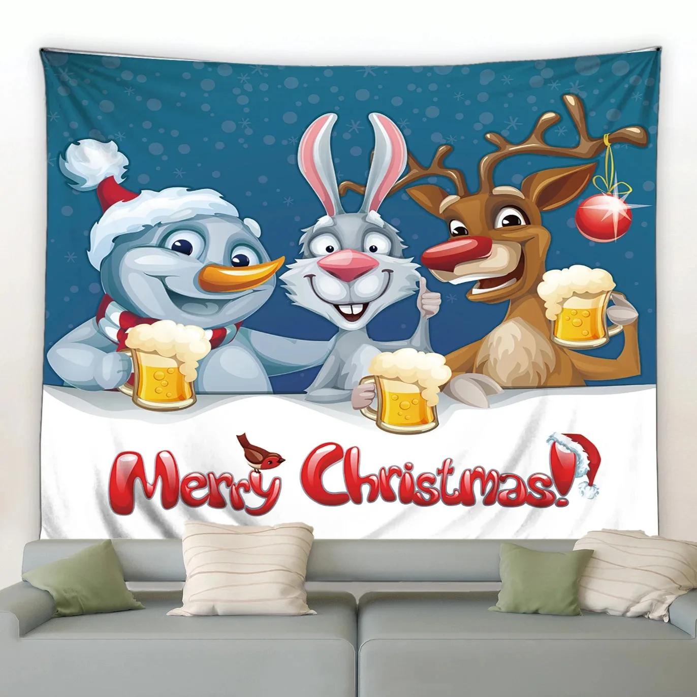 

Рождественский мультяшный стиль Гобелен Спальня Гостиная Дом Рождественский декор Гобелен 200x150cm