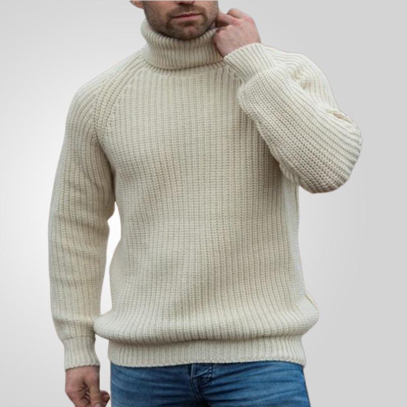 Lässiger dicker Pullover für Herren im Herbst und Winter, Rollkragenpullover mit Zopfmuster, langärmelig, lockere Passform, Strickoberteile, hoher Halsausschnitt, warmer Thermo-Basic-Pullover für Herren