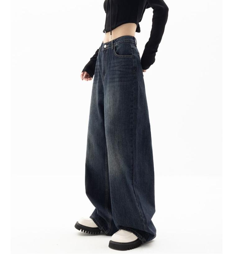 Vintage damskie dżinsy z szeroką nogawką Harajuku workowate spodnie dżinsowe ponadgabarytowe Grunge Streetwear Y2k spodnie na jesień koreańska moda