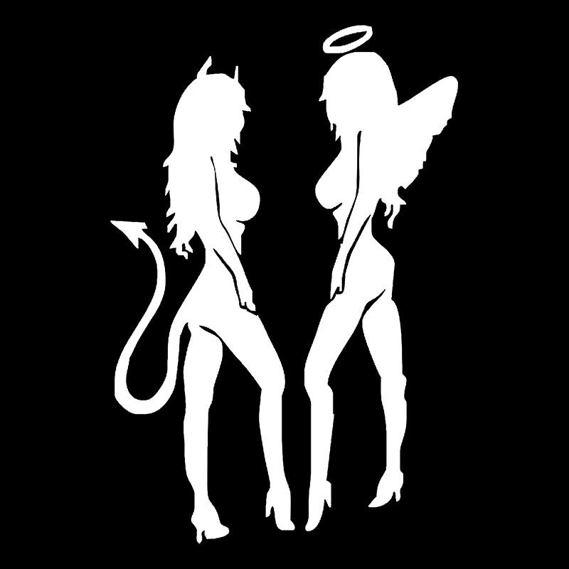 Sexy Angel & Devil Car Stickers - Waterproof, Decorative Bumper & Glass Decals