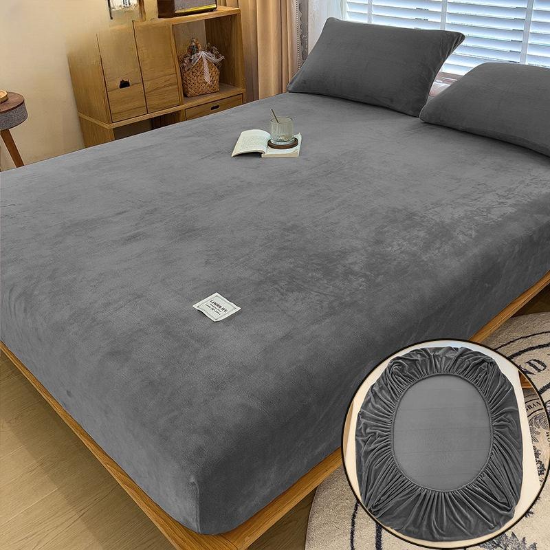 2024 lenjerie de pat moale și caldă de pluș husă elastică pentru saltea lenjerie de pat pufoasă din fleece de corali cuplu de iarnă lenjerie de pat dublu de lux