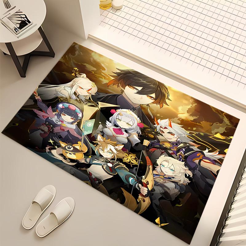 1pc Genshin Impact characters1 Print Area Rug - Soft, Washable Non-Slip Indoor Mat, Living Room, Home Office Decorative Rug,Office Decorative