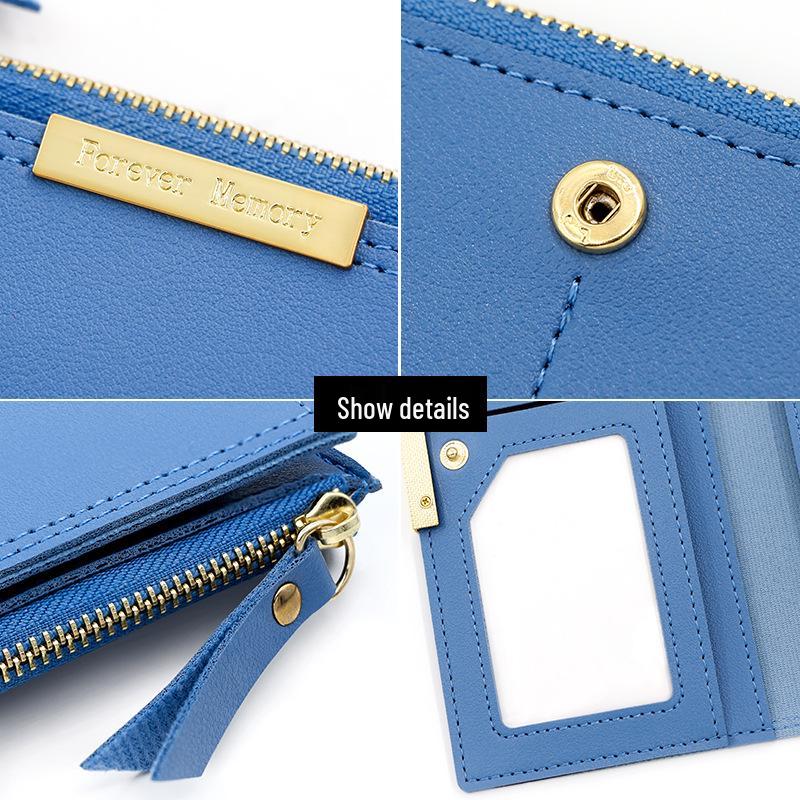 Korean Style Women's Long Bi-fold Wallet & Card Holder with Zippered Coin Purse