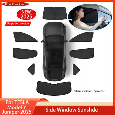 For Tesla ModelY Juniper2025 Sun Shade Front Rear Side Window Sunshade Windshield Sun Visor Outdoor Camping Interior Accessories