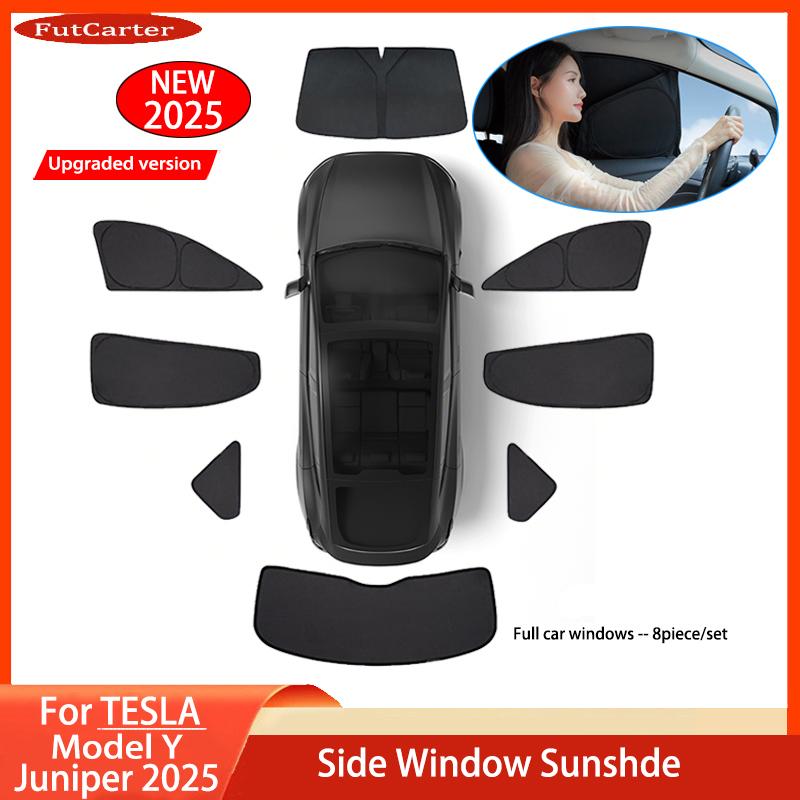 For Tesla ModelY Juniper2025 Sun Shade Front Rear Side Window Sunshade Windshield Sun Visor Outdoor Camping Interior Accessories