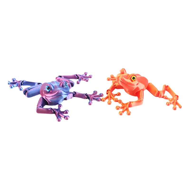 1 Piece Kids Gift 3D Printed Mini Cute Frog Figure Multi-Joint Movable With Glittering Eyes For Room Decoration Diy Accessories