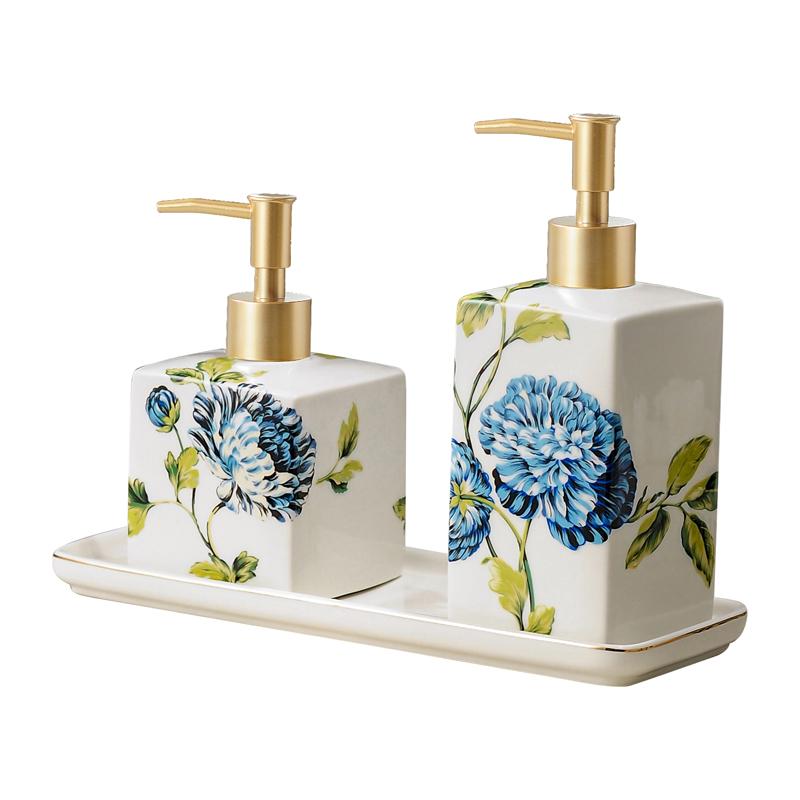 shampoo bath gel bottle Creative Painted Flower Press Soap Dispenser Travel Portable Shampoo Bottle Capacity Lotion Bottle